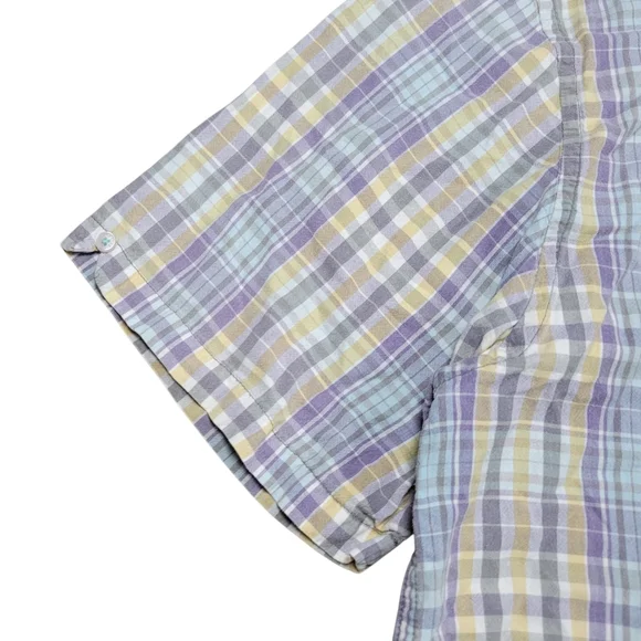 Horny Toad Button Up Shirt Mens Large Weldon Plaid Short Sleeve Organic Cotton - Picture 5 of 10